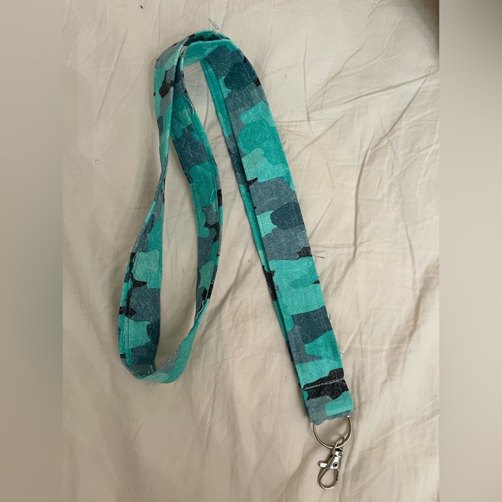 Camo lanyard cloth, blue and green